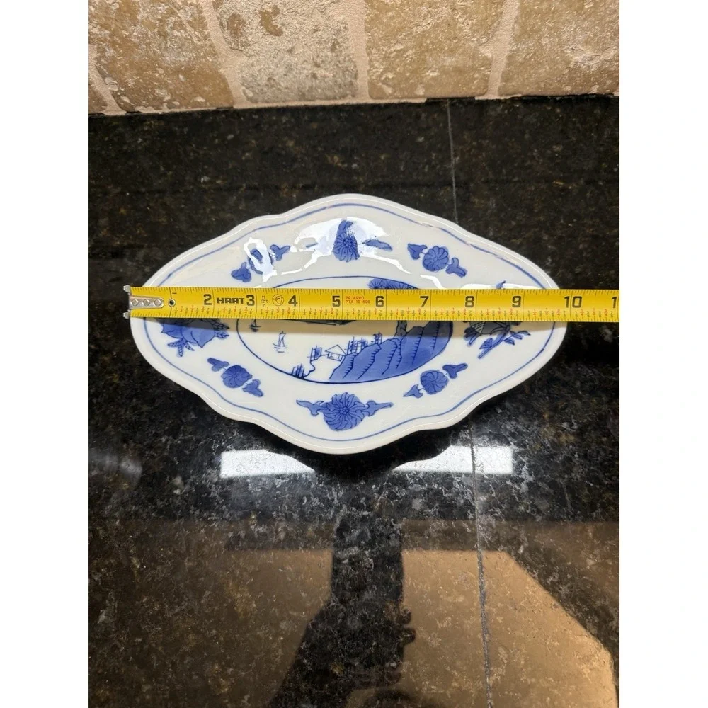 WILLIAMS SONOMA Grande‎ Cuisine Blue White Diamond Pedestal Offering Plates